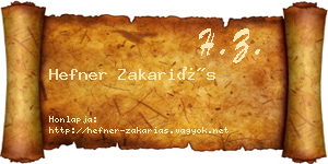 Hefner Zakariás névjegykártya